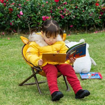 Meubles Hüsch Moonchair Camping stoelen Tabouret pour enfants disponible pour enfants tabouret disponible pour une utilisation à l'intérieur et à l'extérieur pour les enfants, filles et garçons, en acier jaune Ø50 x 49H cm 3