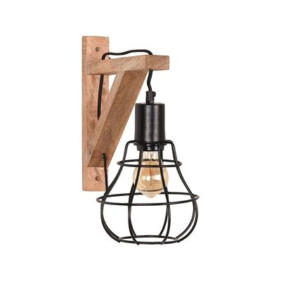 Lámpara de pared Morres Drop - Negra - Madera de mango