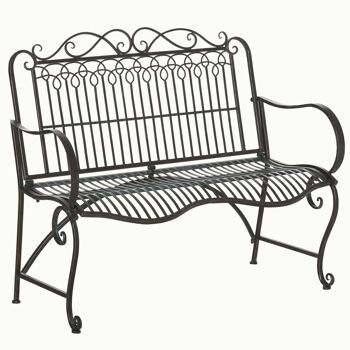 Meubles Hüsch tuinbank 2-zits banc de parc van banc en métal jusqu'à 200 kg banc terrasbank avec rugleuning et armleuningen tuinmeubel métal 110 x 60 x 97 cm 1