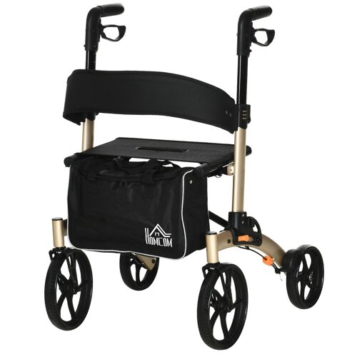 Möbel Hüsch rollator met stoel opvouwbare rollator voor senioren met 4 wielen opbergruimte in hoogte verstelbare rem lichtgewicht aluminium 67 x 64 x 80-92 cm