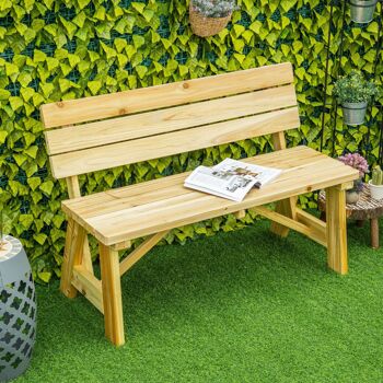 Möbel Hüsch tuinbank 2-zits banc de parc van hout banc jusqu'à 220 kg banc terrasbank avec rugleuning tuinmeubel massif hout 116 x 56 x 80 cm 2