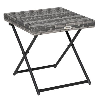 Möbel Hüsch poly rotan bijzettafel tuintafel opklapbare salontafel tuinmeubelen klaptafel metaal grijs 40 x 40 x 40 cm