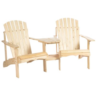 Meubles Hüsch Meuble Adirondack avec table et parasol Ensemble de meubles 2 pièces pour balcon en bois naturel 178 x 87 x 92 cm