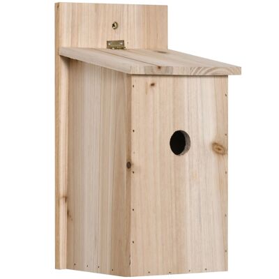 Furniture Hüsch Juego de 2 cajas nido para pájaros silvestres y pájaros pequeños, cajas nido para pájaros de madera, cajas nido para pájaros naturales, 15 x 14 x 30 cm
