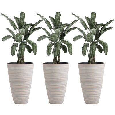 Möbel Hüsch set di 3 vasi da fiori, vasi per piante, diametro 46,5 cm, altezza 70 cm, vasi per piante, vasi da fiori in plastica stevig, roomwit