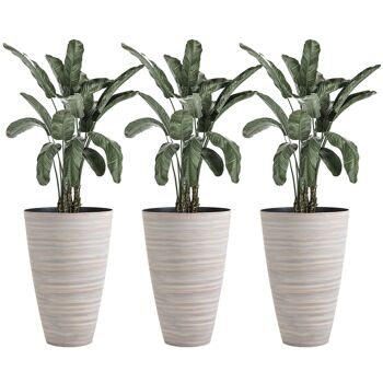 Möbel Hüsch lot de 3 pots de fleurs, pots de fleurs, diamètre 46,5 cm, hauteur 70 cm, pots de fleurs, pots de fleurs en plastique stevig, roomwit 1