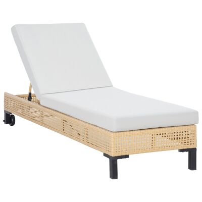 Mueble Hüsch tuinmeubel ligbed tuinligbed con cojines 3 sillones ajustable rotan ligbed acero natural 65 x 200 x 31 cm