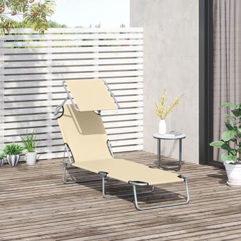 Meuble Hüsch ligbed tuinligbed Wellness ligbed strandligbed opvouwbaar met zonwering beige 187 x 58 x 36 cm 3