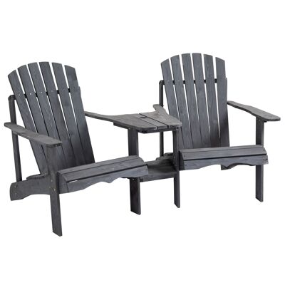 Hüsch Muebles Adirondack con mesa y sombrilla con 2 sillas, juego de muebles para balcón, estructura de madera maciza, 178x 87 x 92