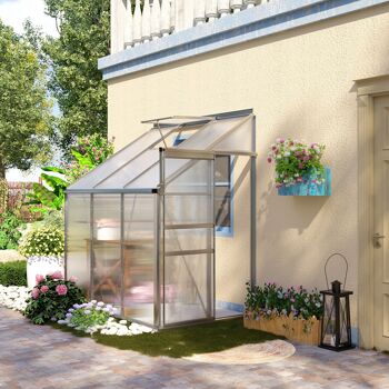 Buitenkas aluminium zijkas 192 x 127 x 214 cm tuinhuisje avec ramdeur plantenhuis inclusief funderingskas tomatenhuis 2