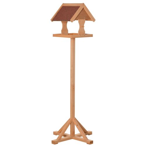 Möbel Hüsch vogelvoeder met standaard weerbestendig dak houten vogelvoeder vogelstandaard outdoor wildstandaard naturel 55 x 55 x 144 cm