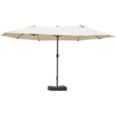 Möbel Hüsch parasol tuinparaplu marktparaplu dubbele parasol terrasparaplu met parasolstandaard handslinger cremewit ovaal 460 x 270 x 240 cm
