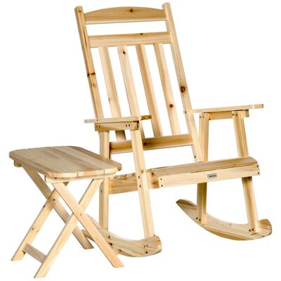 Meubles Hüsch tabouret en bois avec bijzettafel ensemble de 2 pièces en bois tuinstoel avec armleuningen haute rugleuning extérieur naturel