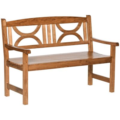 Meubles Hüsch tuinbank 2-zits banc en bois banc de parc jusqu'à 250 kg banc terrasbank avec rugleuning tuinmeubel naturel populierenhout 123 x 61 x 89,5 cm