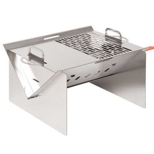 Möbel Hüsch tafelgrill gasgrill BBQ verwijderbare houtskool campinggrill met grillnetslang kleine outdoor tafelgasgrill zilver 52 x 40 x 31 cm