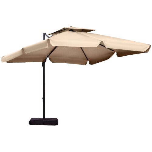 Möbel Hüsch parasol UV50+ stoplichtparaplu Roma paraplu met standaard en 4 gewichten incl. beschermkap aluminium kaki 270 x 270 x 260 cm