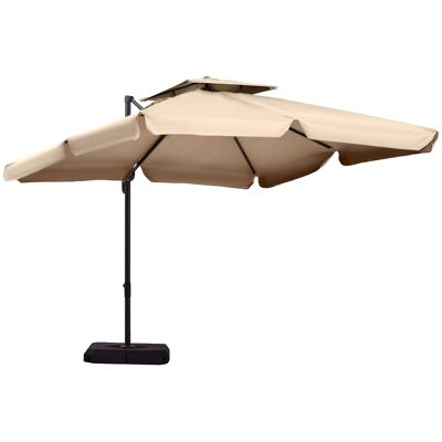 Mobili Hüsch Ombrellone UV50+ luce stop paraplu Roma paraplu con standard e 4 pesi incl. beschermkap alluminio kaki 270 x 270 x 260 cm
