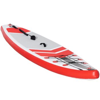 Meubles Hüsch opblaasbare planche de surf 320 cm planche de surf stand-up avec peddel opvouwbaar EVA antidérapant incl. accessoires blanc + rouge 1