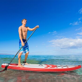 Meubles Hüsch opblaasbare planche de surf 320 cm planche de surf stand-up avec peddel opvouwbaar EVA antidérapant incl. accessoires blanc + rouge 3