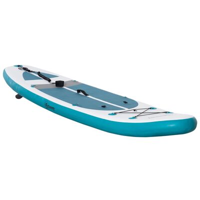 Meubles Hüsch opblaasbaar planche de surf 320 cm planche de surf stand-up board opblaasbare SUP-boardset avec pédale réglable opvouwbaar EVA antidérapant blanc+bleu