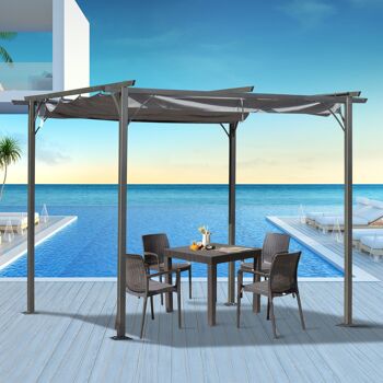 Möbel Hüsch Pergola pavillon 3 x 3 m terrasse avec couverture en aluminium noir + gris 3