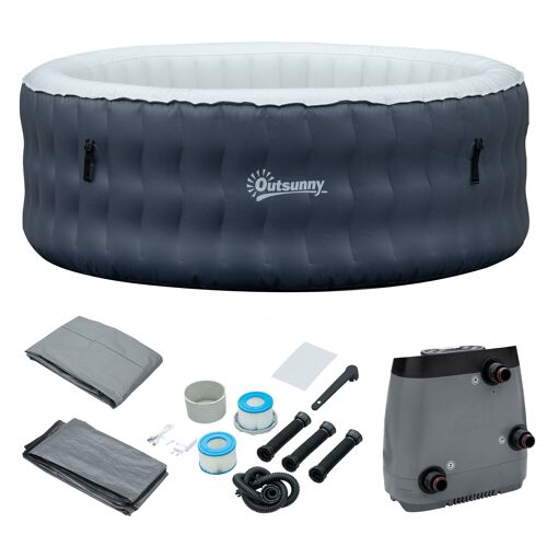 Möbel Hüsch whirlpool voor 4 personen verwarming bubble spa massage 930L incl. 108 massagejets hoes indoor & outdoor rond wit + blauw Ø180 x 68H cm