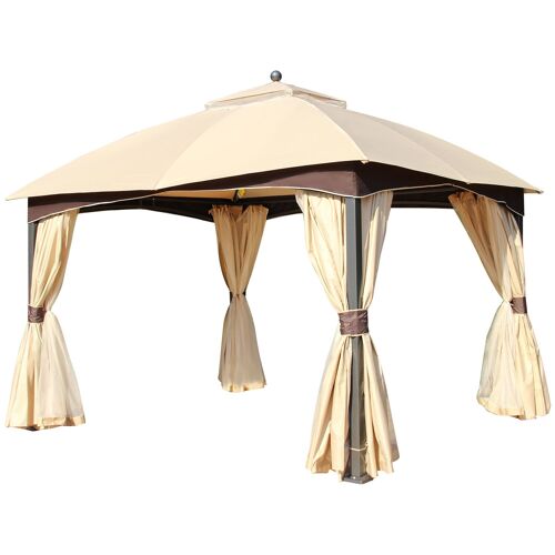 Möbel Hüsch paviljoen tuinpaviljoen 3 x 4 m tuintent partytent partytent met 4 x zijwanden klamboe ademend dubbel dak metaal polyester