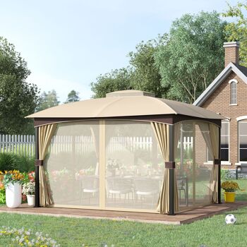 Meubles Hüsch pavillon tuinpaviljoen 3 x 4 m tuintent partytent partytent avec 4 x zijwanden klamboe ademend double dak métal polyester 3