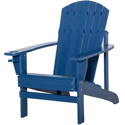 Mobili Hüsch Adirondack tuinstoel con bekerhouder ligstoel balcone stoel massief hout blauw 97 x 72,5 x 93 cm