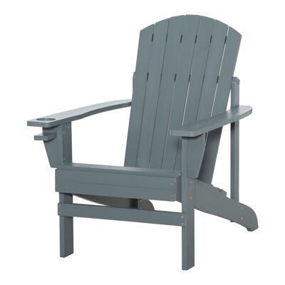 Muebles Hüsch Adirondack tuinstoel con bekerhouder ligstoel balcón taburete macizo hout donkergrijs 97 x 72,5 x 93 cm