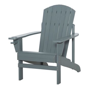 Meubles Hüsch Adirondack tuinstoel avec bekerhouder ligstoel balcon stoel massief hout donkergrijs 97 x 72,5 x 93 cm 1