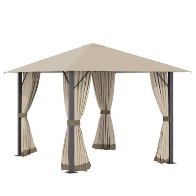 Möbel Hüsch tuinpaviljoen paviljoen 3 x 3 m tuintent dak met ventilatiegaten feesttent partytent met 4 x zijpanelen weerbestendig aluminium polyester