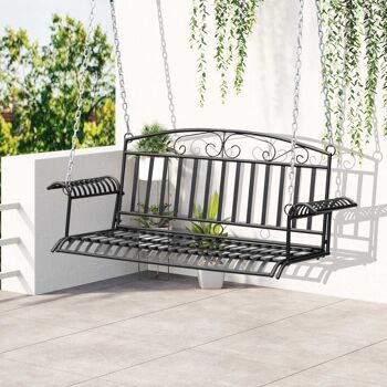 Meubles Hüsch metalen tuin suspendu 2-zits tuinschommelstoel banc suspendu avec chaînes terrasterras tuin arrière 137 x 58 x 52 cm 2