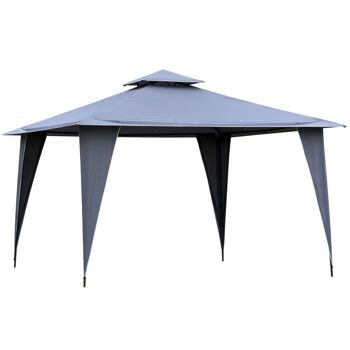 Meubles Hüsch pavillon tente de fête avec double dak 3,45x3,45x2,68m tente de fête pavillon métal polyester gris 1