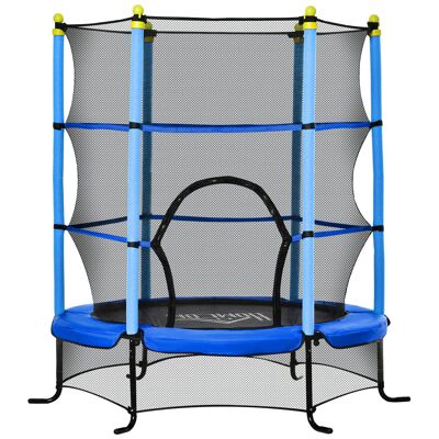 Möbel Hüsch trampoline Ø163 cm tuintrampoline minitrampoline voor kinderen met veiligheidsnet randafdekking voor binnen en buiten staalblauw tot 45 kg