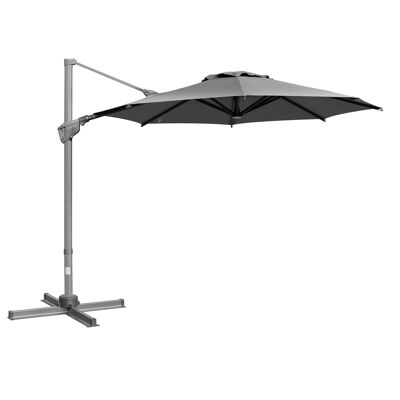 Möbel Hüsch parasol Ø300 cm zwengelparaplu stoplichtparaplu met zwengelmechanisme zonwering Alu Roma paraplu hellingshoek verstelbaar donkergrijs