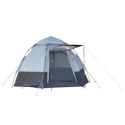 Möbel Hüsch Camping Tent 3-4 Persoons Tent Familietent Koepeltent 210T PU 3000mm Easy Setup Staal Glasvezel Grijs + Zwart 240 x 240 x 195 cm