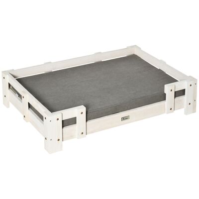 Muebles Hüsch hondensofa verhoogde dierensofa con cojines, sofá para gatos, hondenbank para perros pequeños y medianos, azadas lavables con + grijs 90x60x20cm