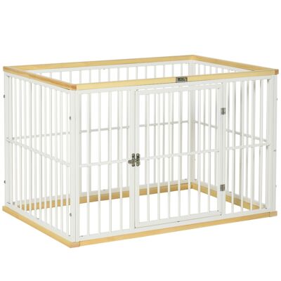 Furniture Hüsch outdoor house for dogs dog box protective gate with door steel green wood white+natural 93 x 61 x 59 cm