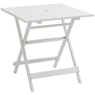 Mobili Tavolo pieghevole Hüsch, bijzettafel, tavolo da terrazza, populierenhout, tuintafel con supporto per ombrellone Ø38mm, tuinmeubel 70 x 70 x 70 cm