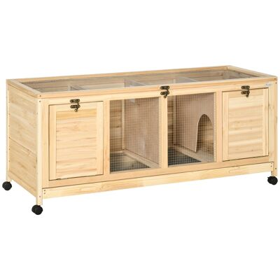 Muebles Hüsch pequeño dierenhok caviahok 138 x 53 x 61cm cubierto con wieltjes dierenhok buiten Dennenhout natural