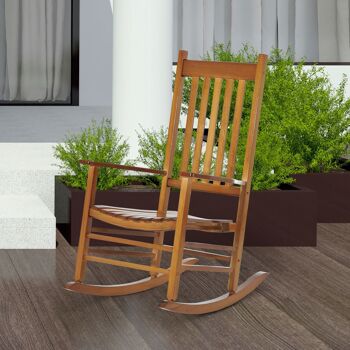 Meubles Hüsch en bois schommelstoel avec armleuningen, schommelstoel, relaxstoel, tuinstoel, naturel, 69 x 86 x 115 cm 3
