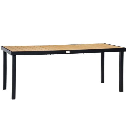 Möbel Hüsch tuintafel voor 8 personen, eettafel, aluminium tafel, tuinmeubelen, loungemeubelen, onderhoudsvriendelijk kunststof, naturel en zwart, 190 x 90 x 74 cm