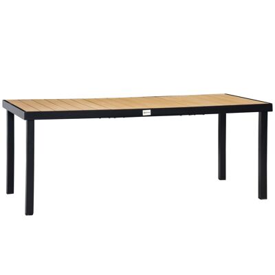 Muebles Hüsch Tuintafel para 8 personas, mesa de comedor, mesa de aluminio, Tuinmeubelen, loungemeubelen, onderhoudsvriendelijk plástico, natural y negro, 190 x 90 x 74 cm