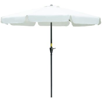Meuble Hüsch parasol terrasparaplu marché paraplu Ø2,66 m protection UV 50+ tuinparasol 8 baleines réglable beige 1