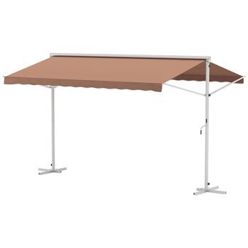 Meubles Hüsch standluifel tuinluifel avec knikarm zwengel terras marron 4,5 x 3,4 m 1