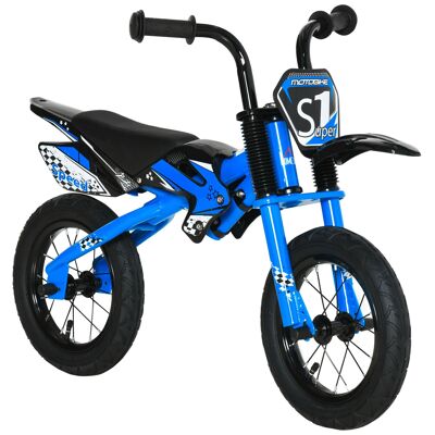 Möbel Hüsch Ø30 cm loopfiets motorfiets kinderloopfiets sportfiets leren loopfiets 3-6 jaar kinderspeelgoed luchtgevulde banden zitje van kunstleer blauw