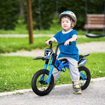 Meubles Hüsch Vélos à boucle Ø30 cm motos vélos à boucle pour enfants vélos de sport vélos à boucle d'apprentissage 3-6 ans sports pour enfants bandes climatisées zitje van kunstleer bleu 2