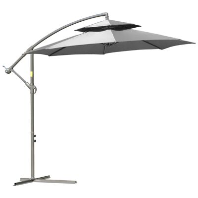 Mobili Hüsch ombrellone due ombrelloni Ø2,67 x 2,7 m ombrellone a fionda con doppio dak kruisvoet staal buitenzonwering poliestere staal lichtgrijs