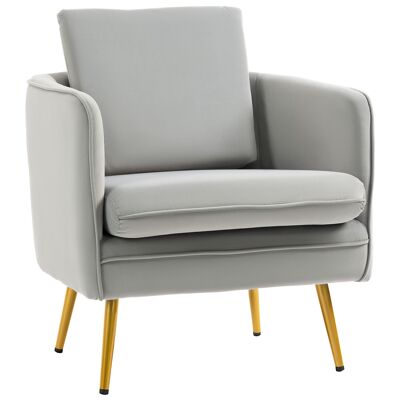 Meubles Hüsch gestoffeerde orfauteuil avec armleuningen woonkamerstoel bureaustoel gestoffeerde stoel vintage fluwelen touch hout grijs 59 x 65 x 80 cm